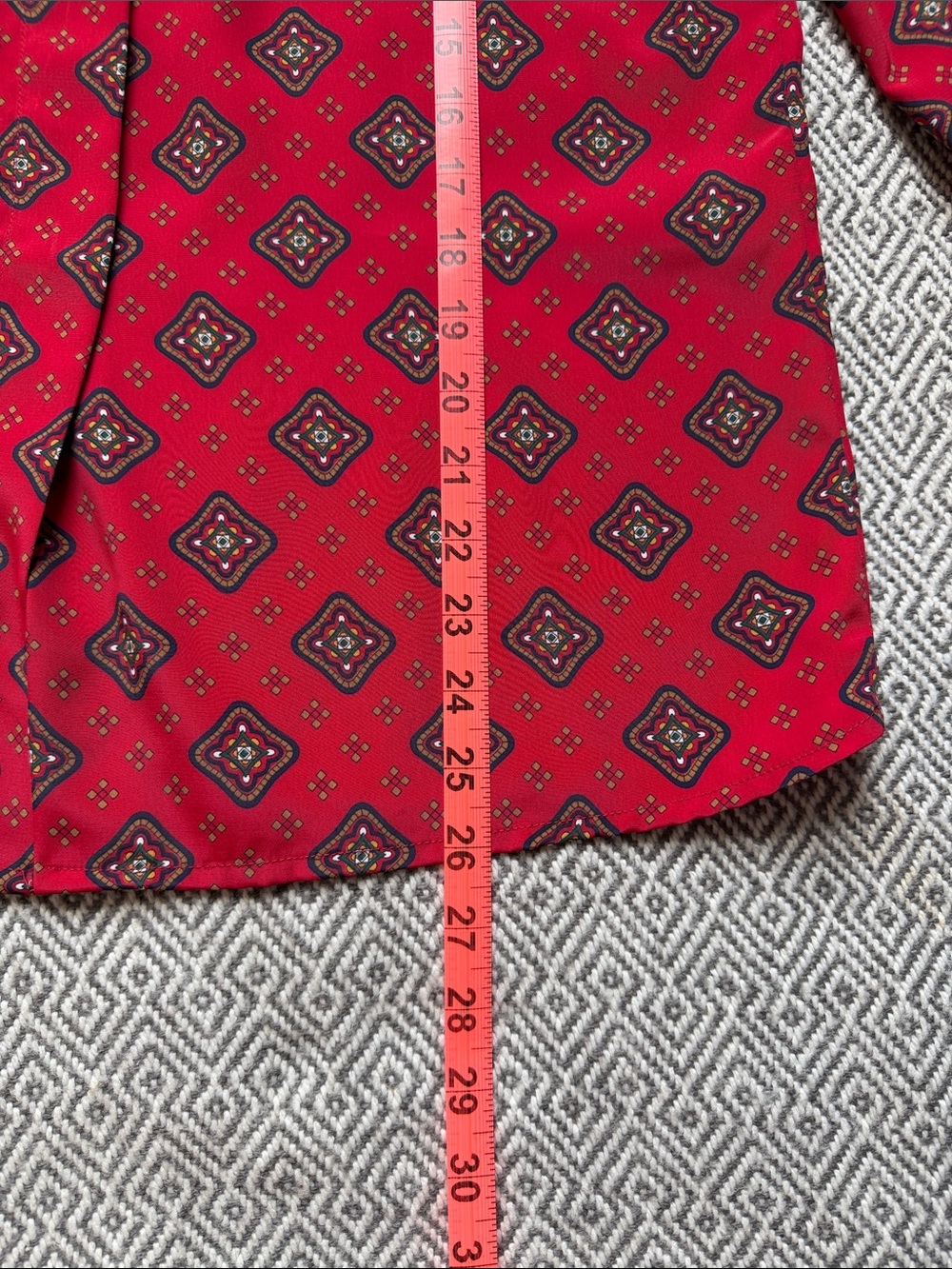 Leslie Fay Vintage Red Geometric Lightweight Shirt Jacket - Picture 5 of 11